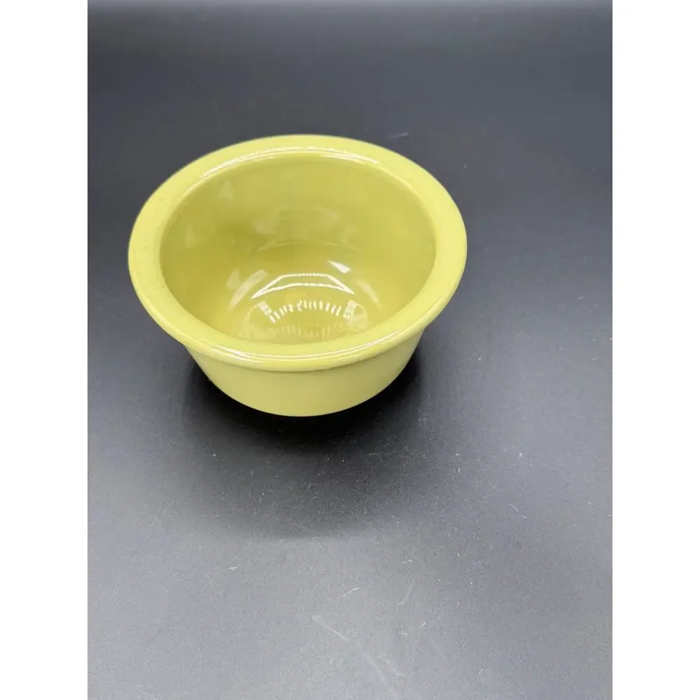 Chartreuse Yellow Glazed Ceramic Ramekin Individual Casserole Dish 5.25